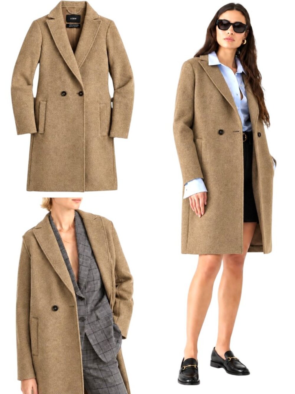 J.Crew Daphne Topcoat Italian Boiled Wool Women size 2 Camel Tan Long Over Coat
